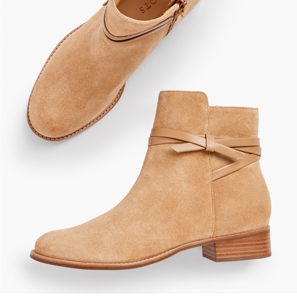 TALBOTS TISH WRAP TIE SUEDE ANKLE BOOTS SIZE 8 - Picture 2 of 14